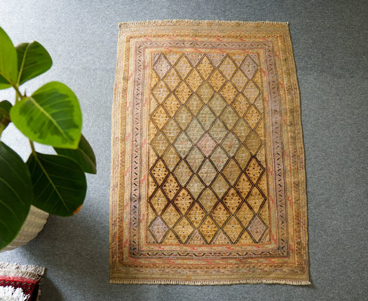 108×75cm アフガニスタン オールドマシュワニキリム 手織り 絨毯 Decorworks