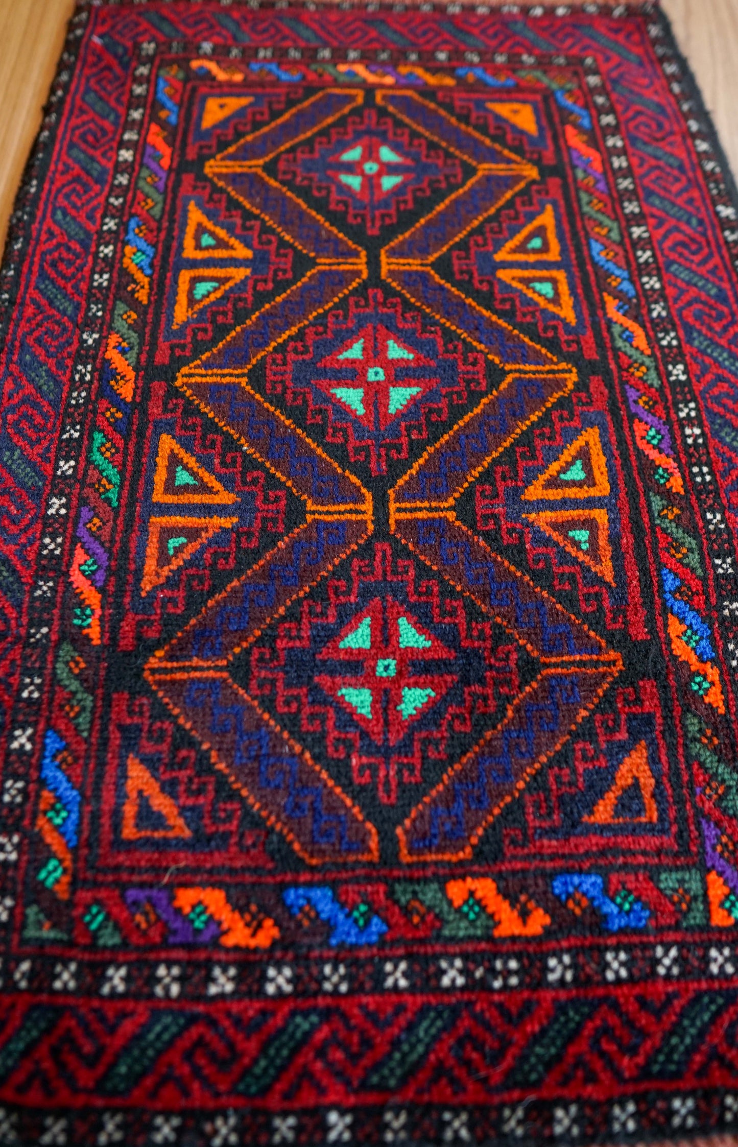  アフガン タイマニ バルーチ ヴィンテージ絨毯 76×49cm
