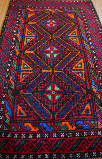 アフガン タイマニ バルーチ ヴィンテージ絨毯 76×49cm