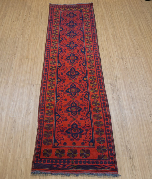 アフガントライバルラグKhal Mohammadi手織り絨毯 292×79cm