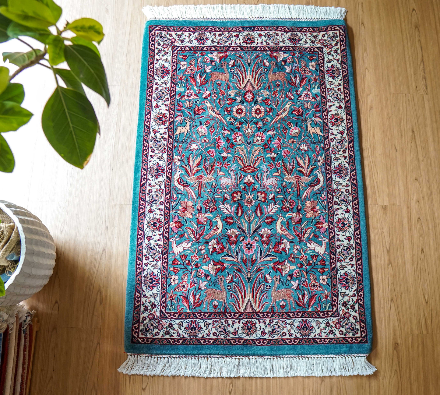  ペルシャ絨毯 アフシャル・ビジャー (afshar bijar) 130×84cm モハマドイアン工房 シカールガー（shikargah） 手織り ウール＆シルク