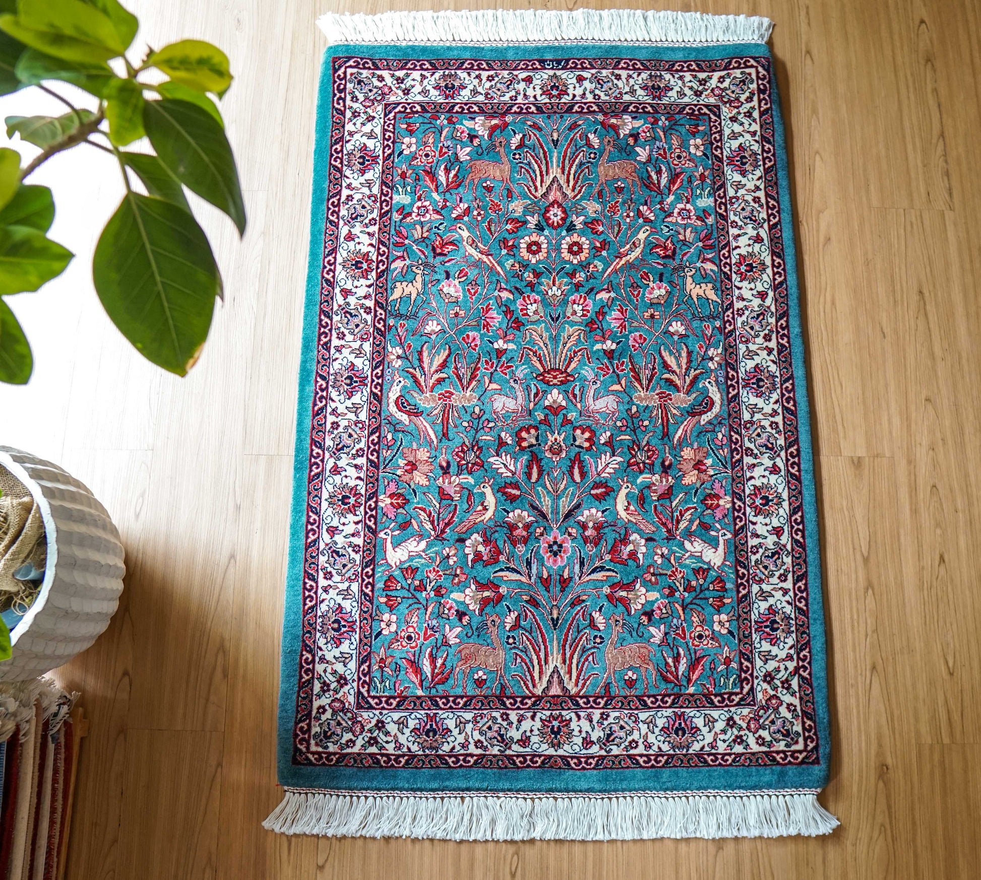  ペルシャ絨毯 アフシャル・ビジャー (afshar bijar) 130×84cm モハマドイアン工房 シカールガー（shikargah） 手織り ウール＆シルク