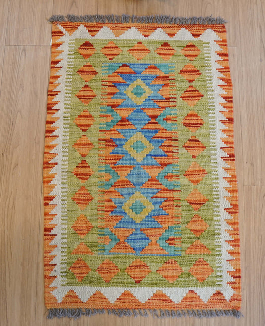  90×57cm アフガニスタン手織りキリム