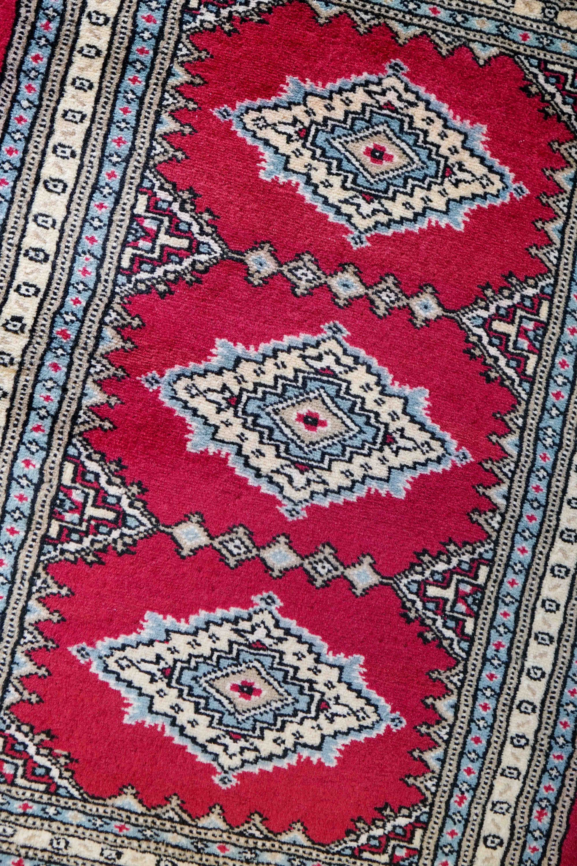  パキスタン手織り絨毯 玄関マット 88×65cm