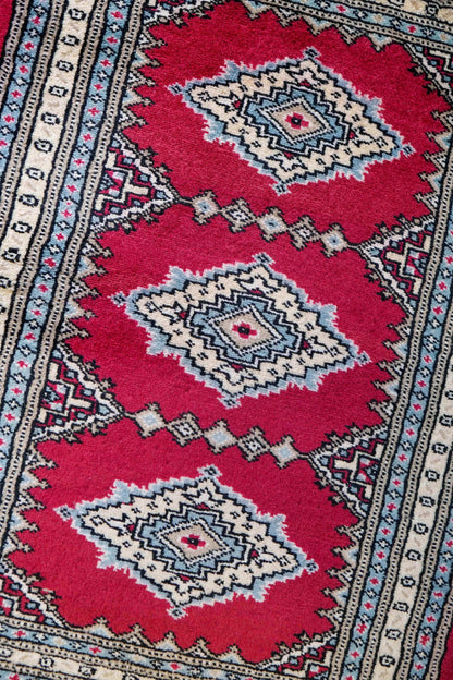  パキスタン手織り絨毯 玄関マット 88×65cm