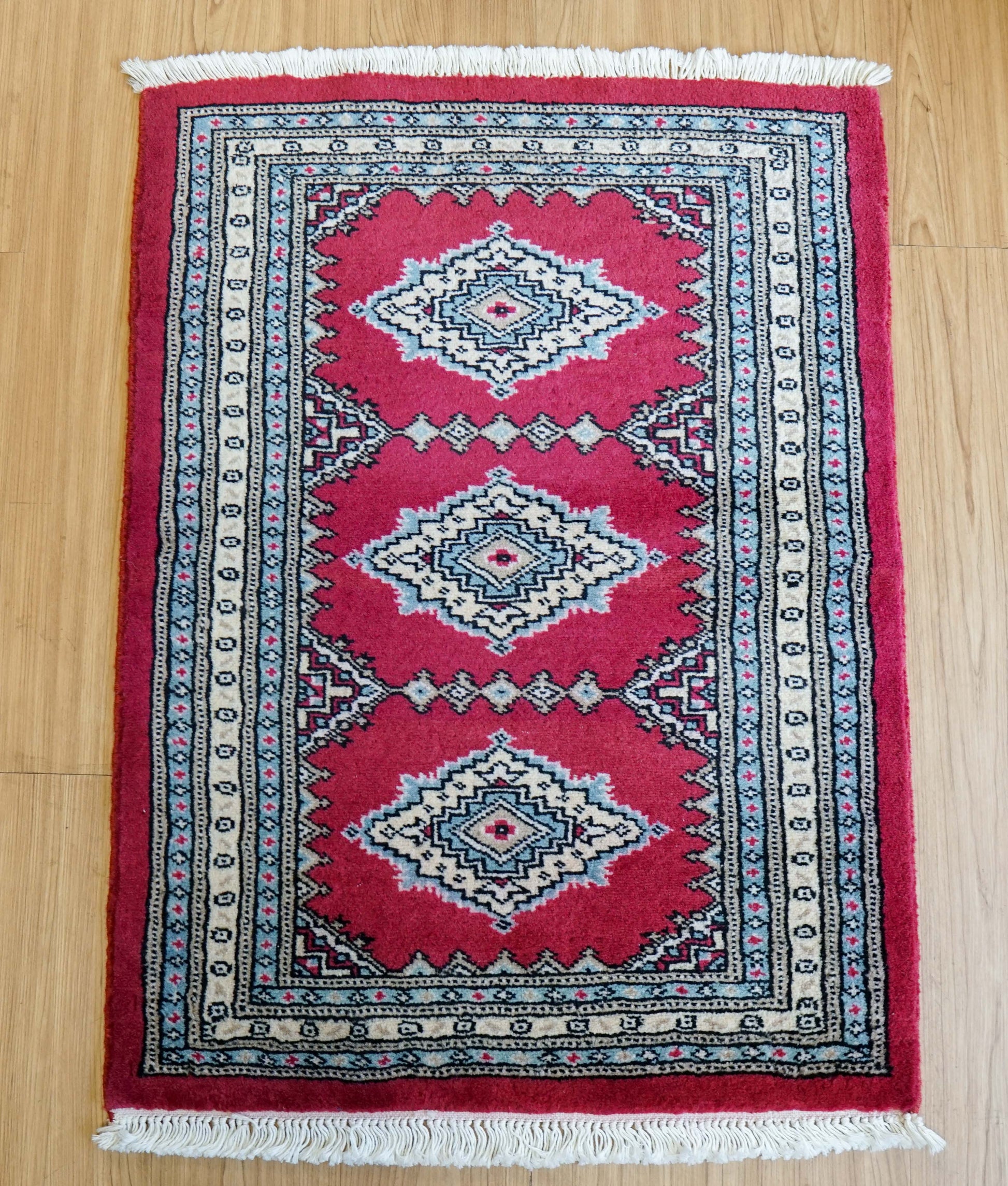  パキスタン手織り絨毯 玄関マット 88×65cm