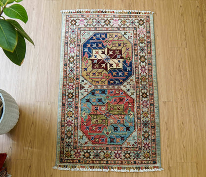  アフガン手織り絨毯 ガズニ 120×77cm トルクメンがら