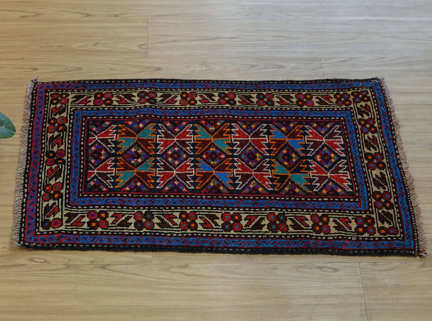  トライバルラグ  手織り ペルシャ バルーチ絨毯 92x51cm