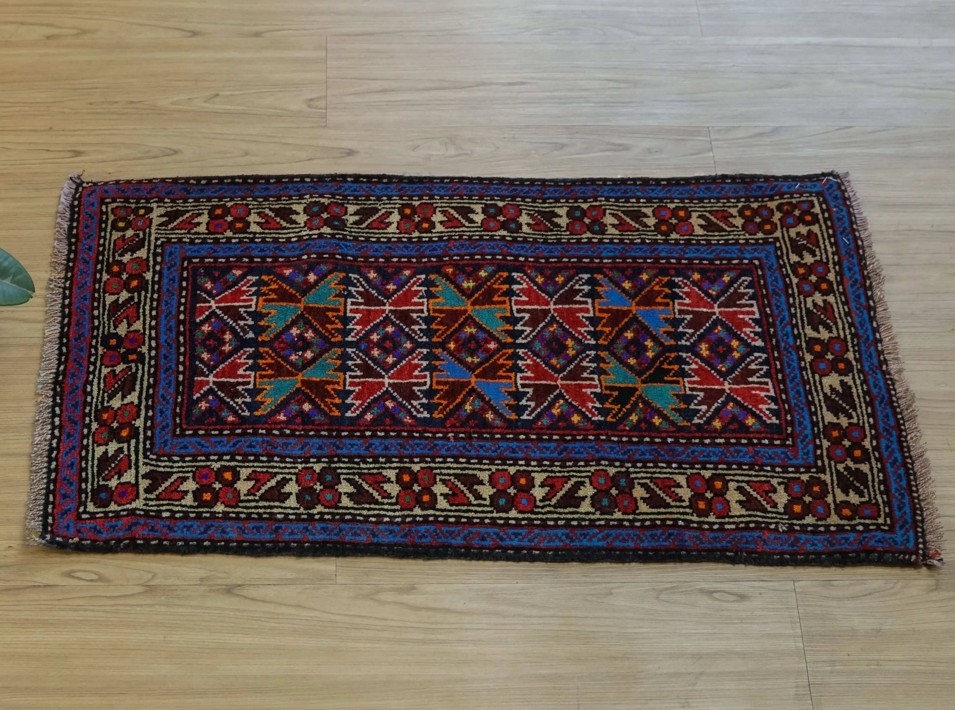  トライバルラグ  手織り ペルシャ バルーチ絨毯 92x51cm