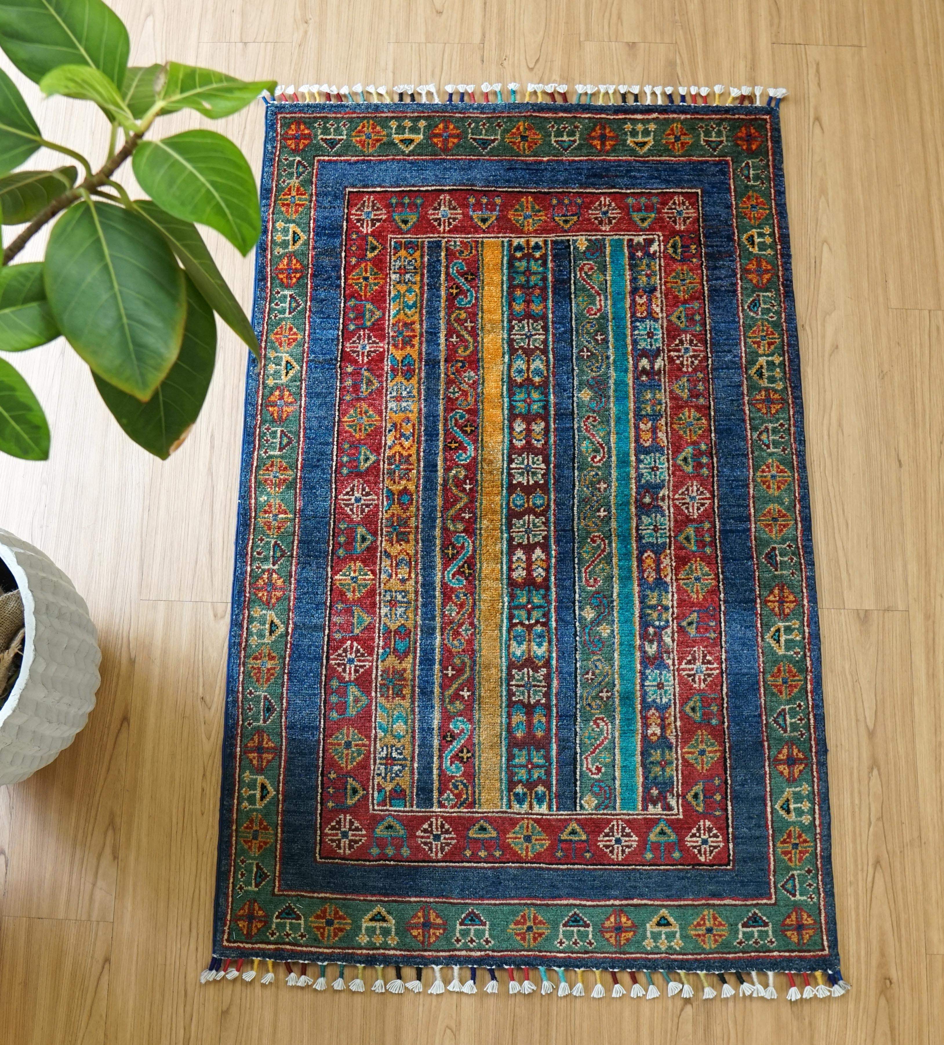アフガニスタン ガズニ産 手織り絨毯 128×81cm｜手紡ぎウール – Decorworks
