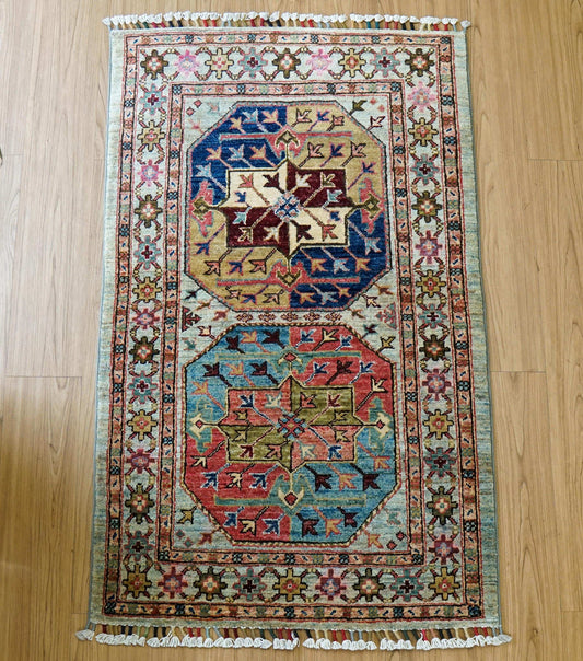  アフガン手織り絨毯 ガズニ 120×77cm トルクメンがら