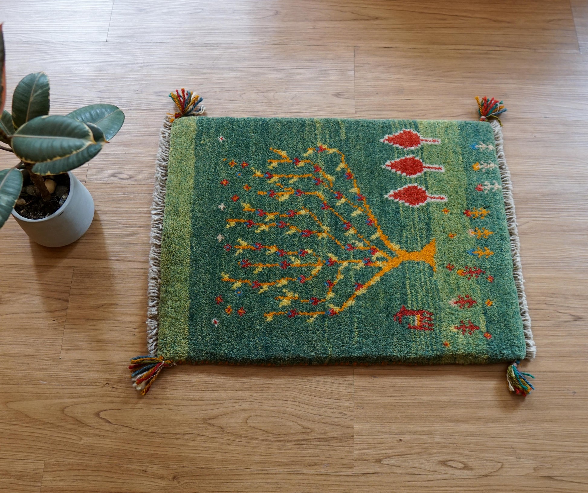  ペルシャ絨毯 手織りギャッベ アマレ族 57×44cm