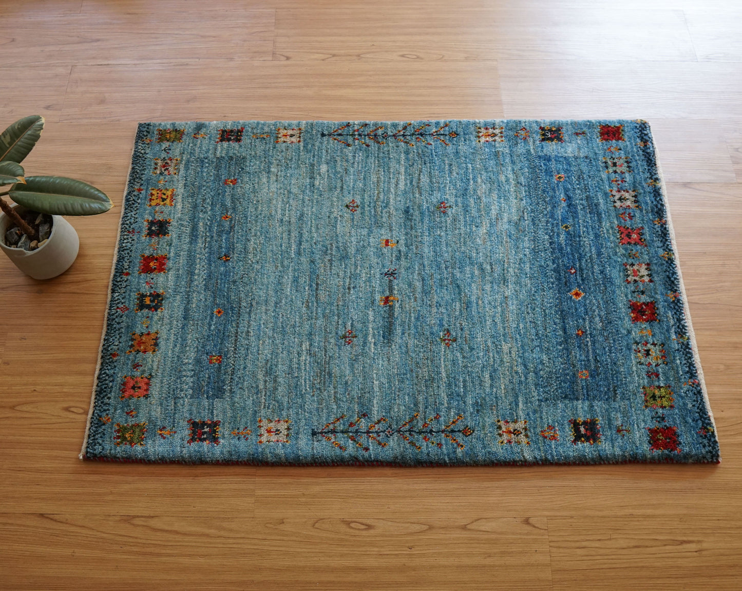  手織りペルシャ カシュクリ ギャッベ リズバフトギヤべ 103×67cm