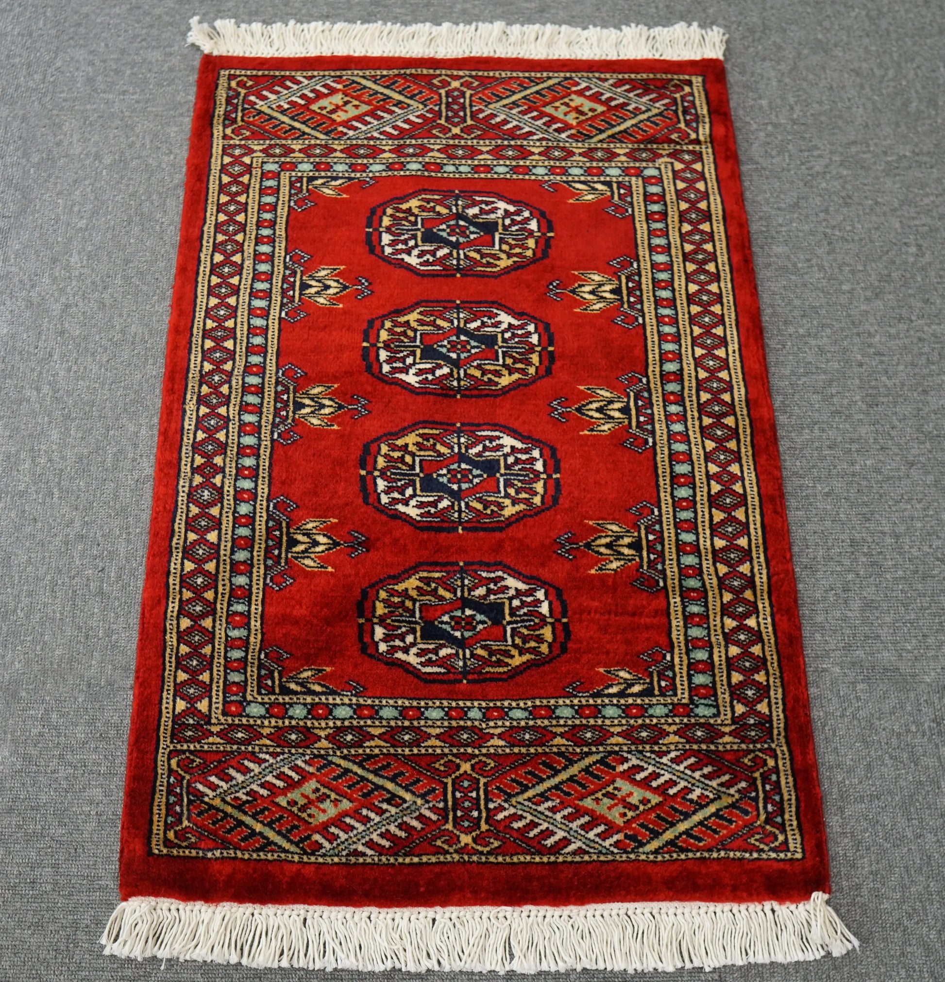 73×49cm トルクメン ボハララグ 手織り絨毯 Decorworks