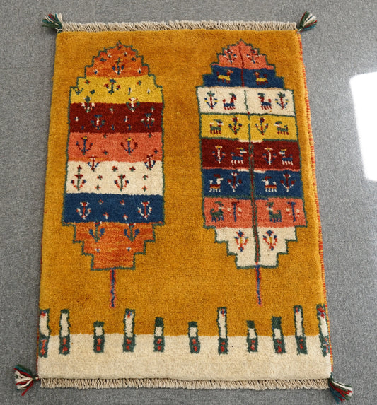 89×66cm　【ペルシャ絨毯 手織りギャッベ】 Decorworks