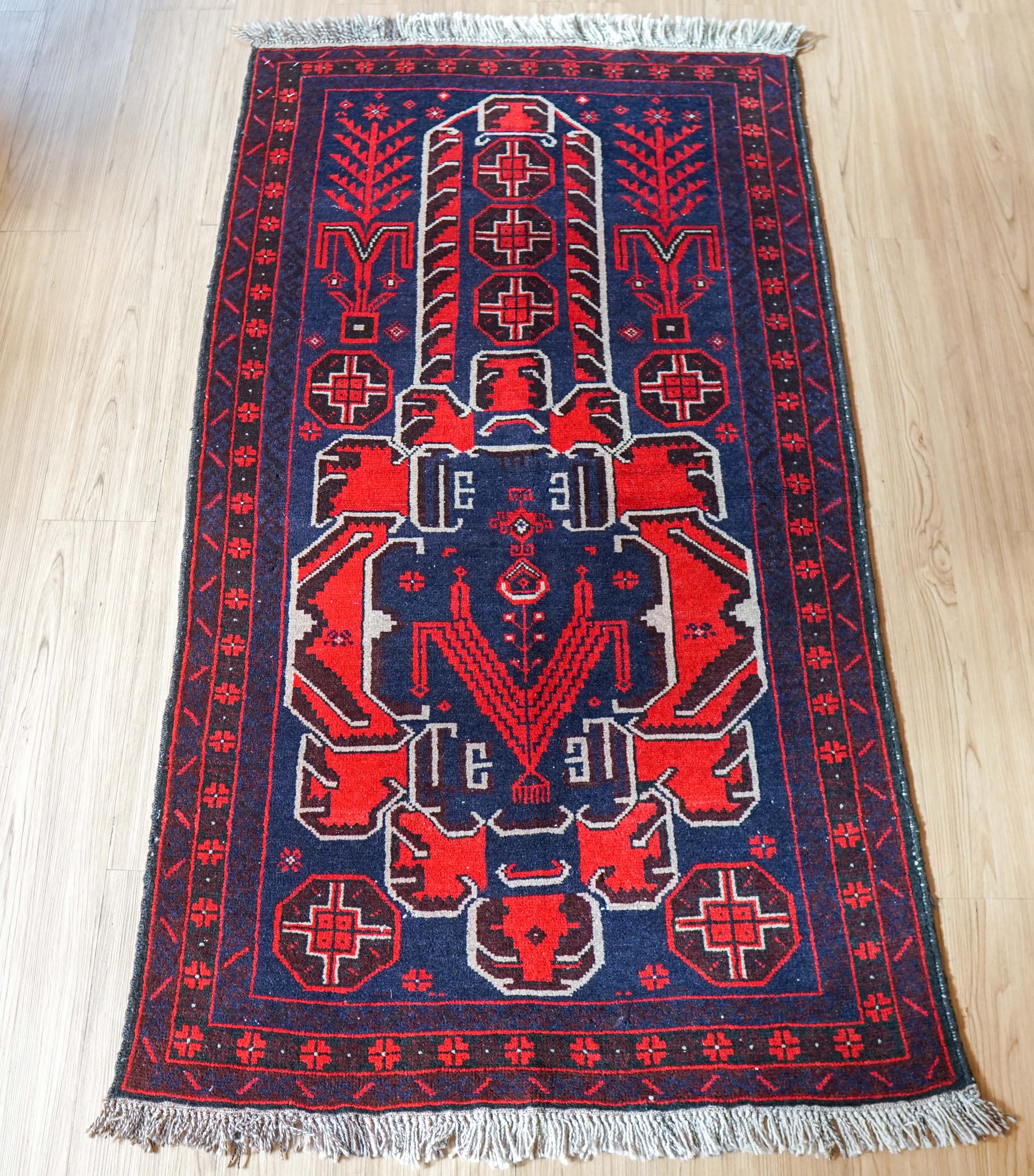  vintageペルシャ絨毯 バルーチ トライバルラグ 150x83cm