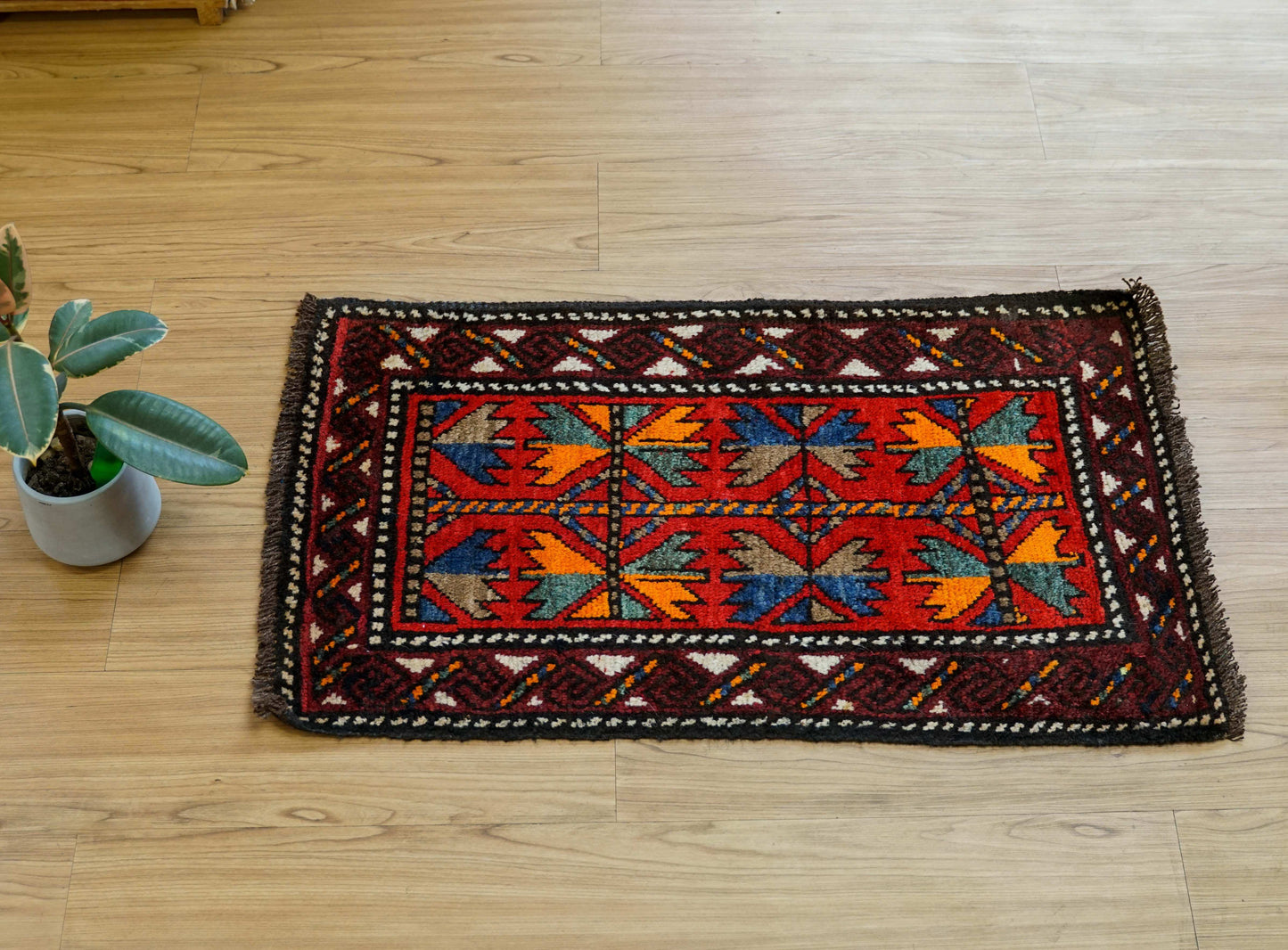  トライバルラグ バルーチ族 85×50cm ヴィンテージ 玄関マット