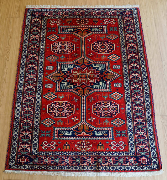  アフガン ヘラト産 手織り絨毯 141×109cm トライバルラグ