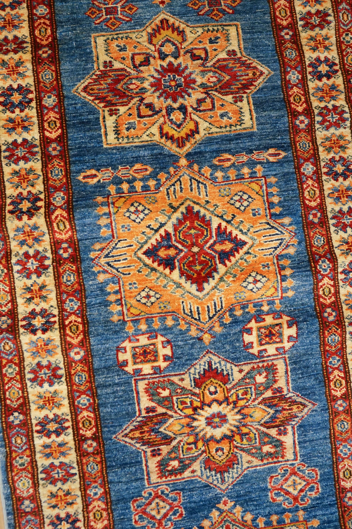  アフガニスタン手織りガズニウールラグ 299×82cm ペルシャのカザクデザイン ランナー