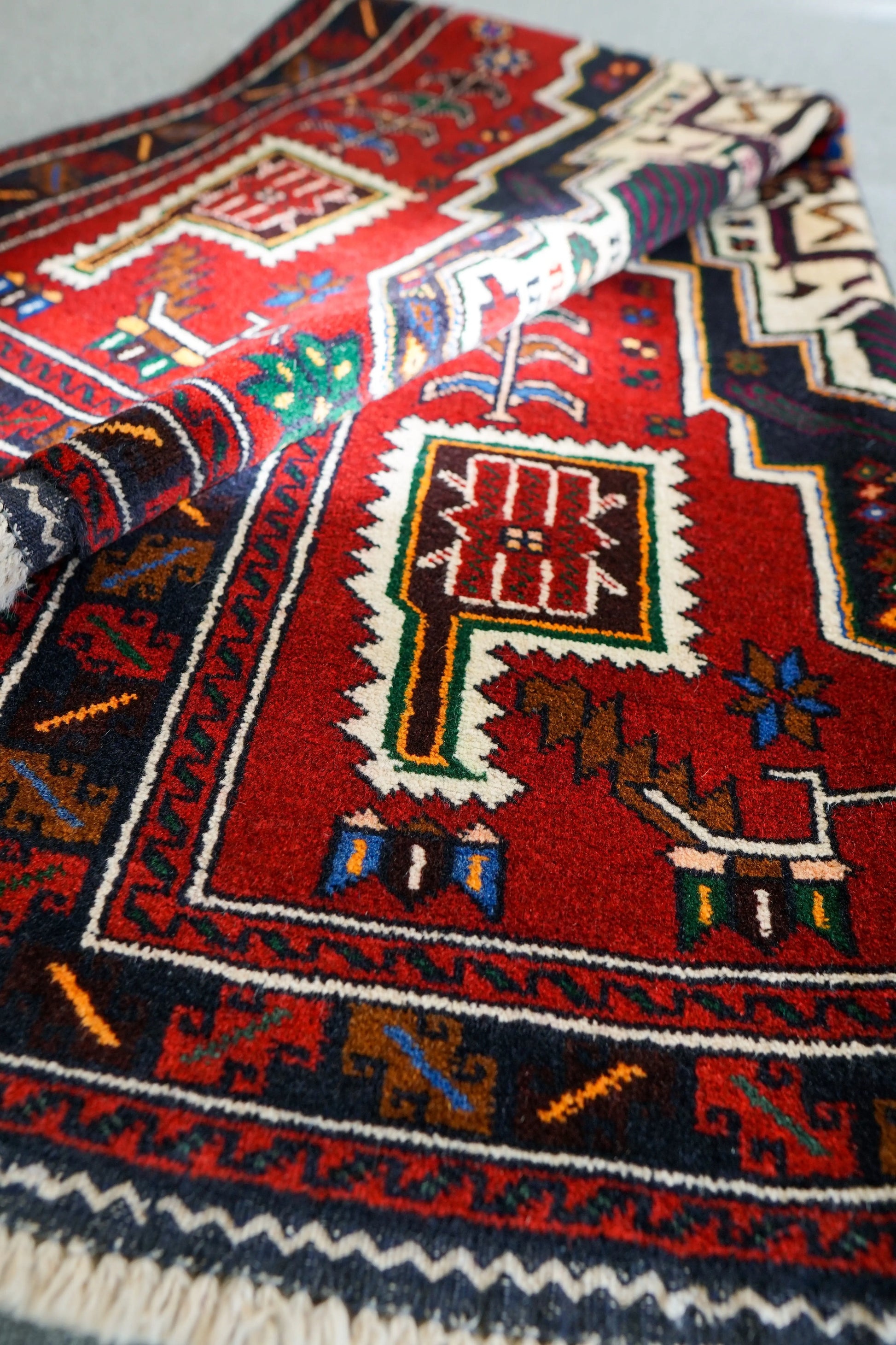 163×95cm ペルシャ 絨毯 バルーチ 手織り トライバルラグ Decorworks