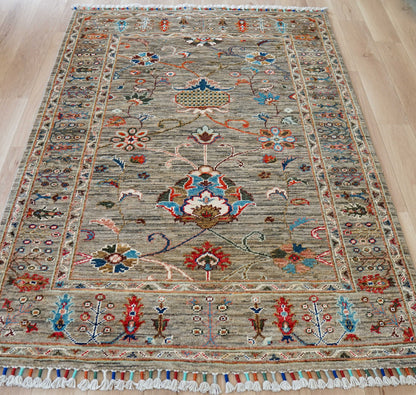  アフガニスタン手織り絨毯 ガズニウール（チョビラグ）142×104cm｜草木染め・手紡ぎウール