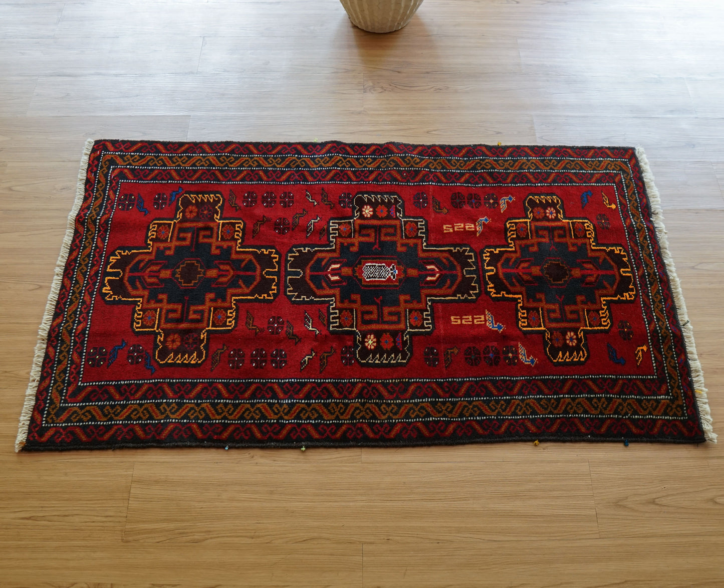  140x89cm ペルシャ バルーチ族絨毯トライバルラグ