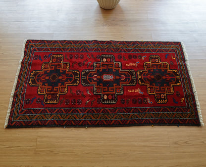  140x89cm ペルシャ バルーチ族絨毯トライバルラグ
