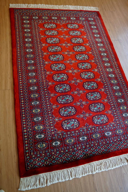  トルクメン ボハララグ 144×94cm｜ニュージーランド産メリノウール パキスタン手織り絨毯