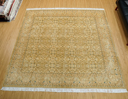 パキスタン手織り絨毯 218×210cm｜ニュージーランド産メリノウール 花柄・クラシックデザイン