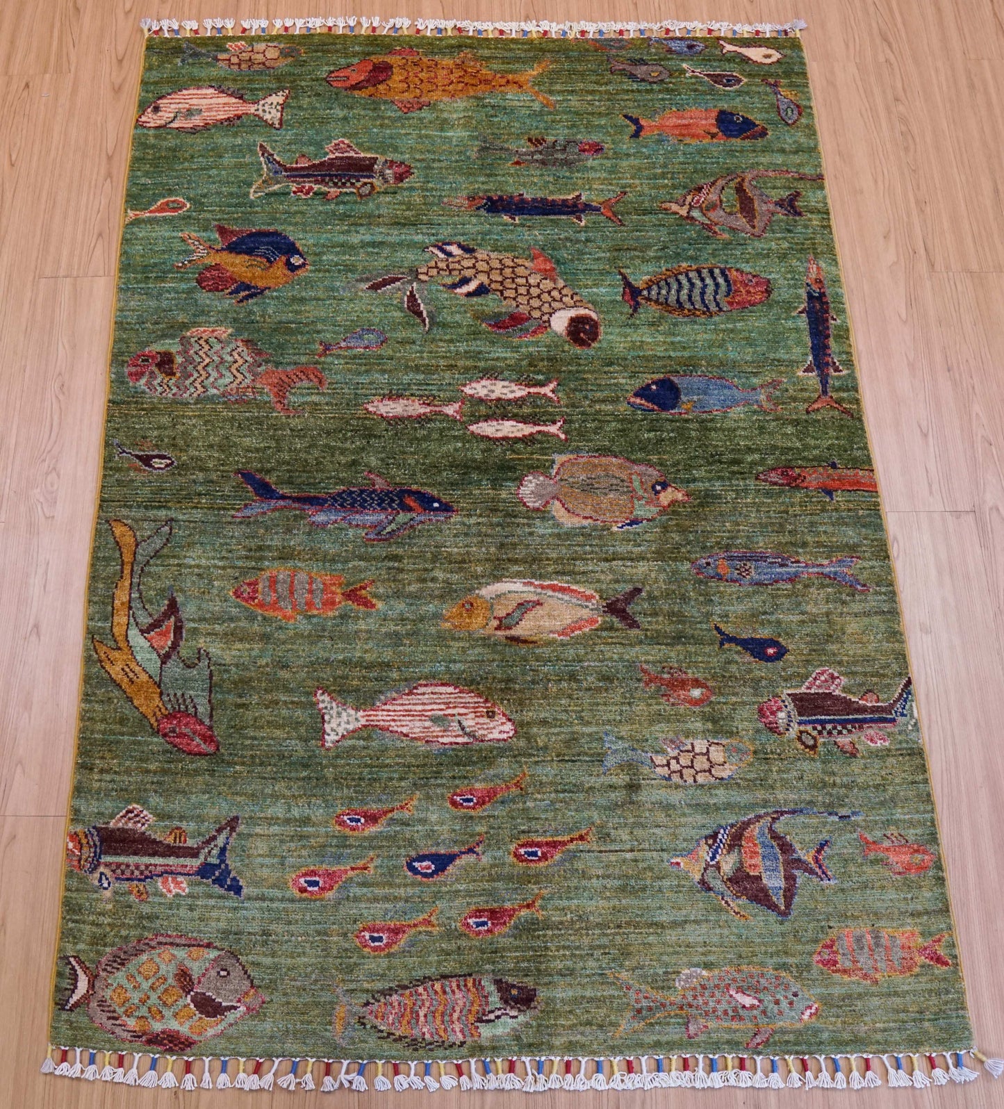  アフガニスタン手織り絨毯 ガズニ地方 手紡ぎウール手織り絨毯 177×122cm 草木染め