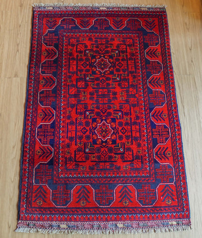  135×81cm アフガニスタン手織り絨毯 カールモハメディ