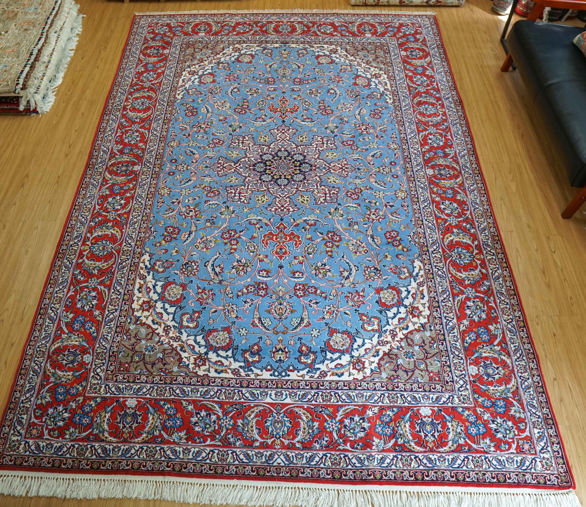  ペルシャ絨毯 イスファハン産 303×204cm｜コルクウール＆シルク 手織り ラグ