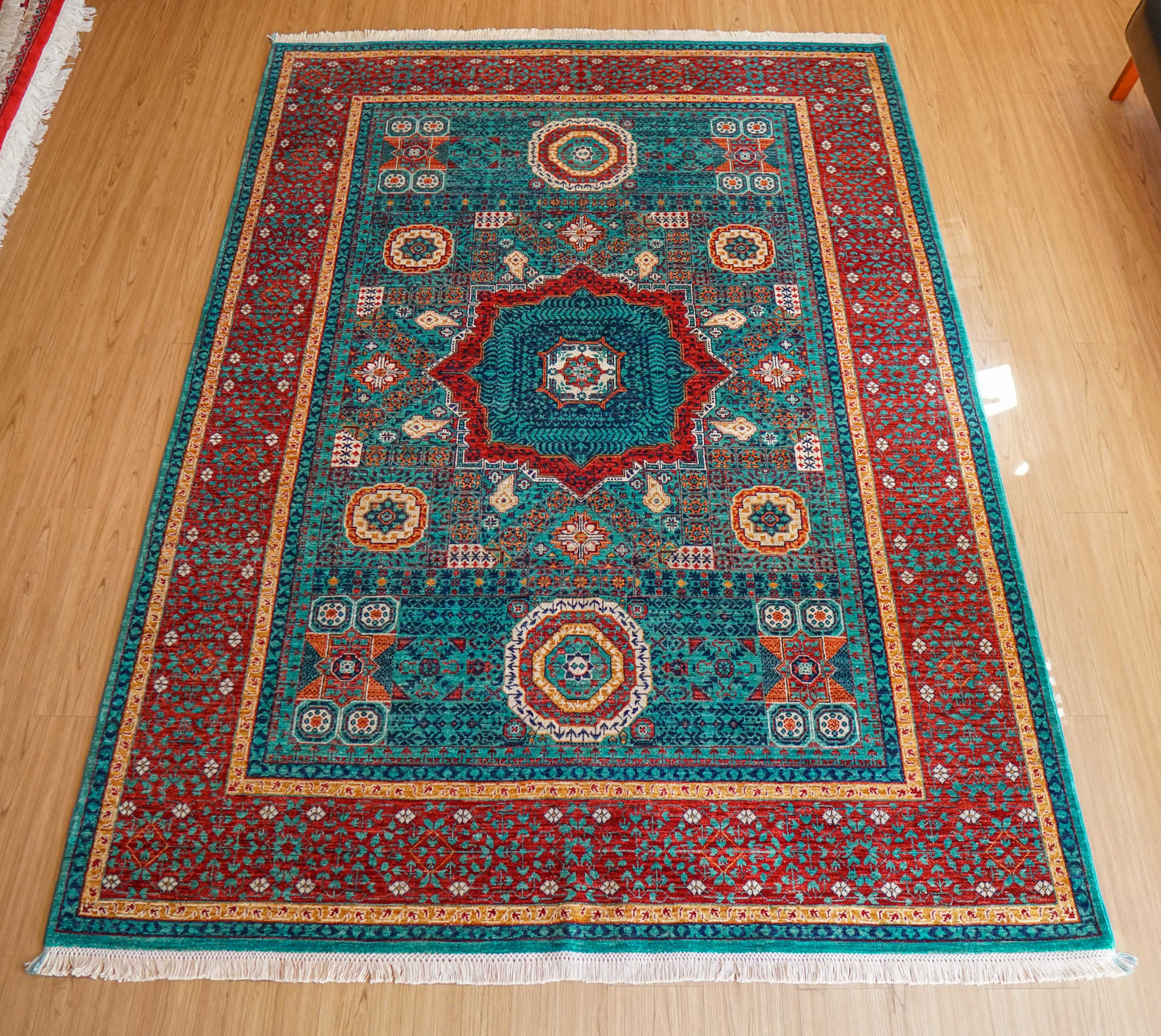  アフガニスタン手織り絨毯  ウールラグ 247×176cm ガズニーウール オリエンタルラグ fine quality