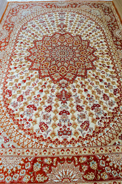  ペルシャ手織り絨毯 クム産 シルク100％ 193×130cm｜クム ワファィ工 房