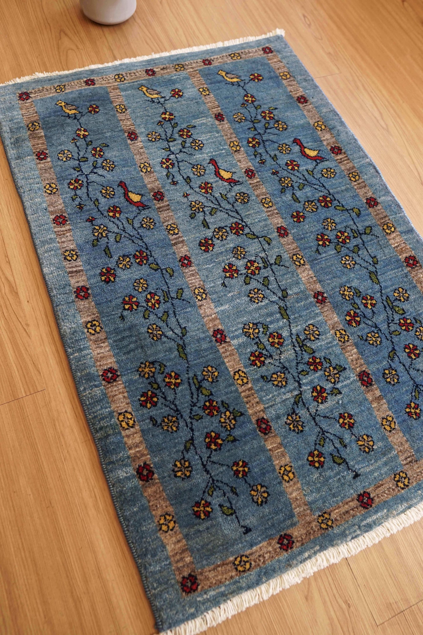  ペルシャ手織り カシュクリギャッベ リズバフト 95×64cm｜伝統意匠・鳥と生命の木文様