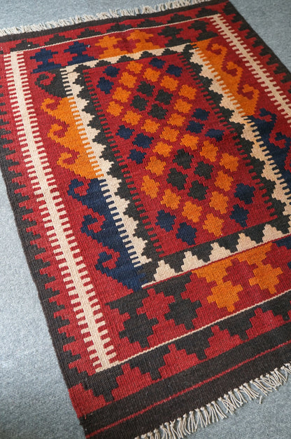 97×76㎝ アフガニスタン手織りキリム トライバルラグ 手織り 絨毯 Decorworks