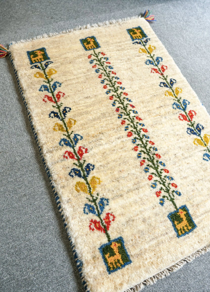 80cm×52cm【ペルシャ絨毯 手織りギャッベ】アマレ族ギャッベ ギャベ Decorworks
