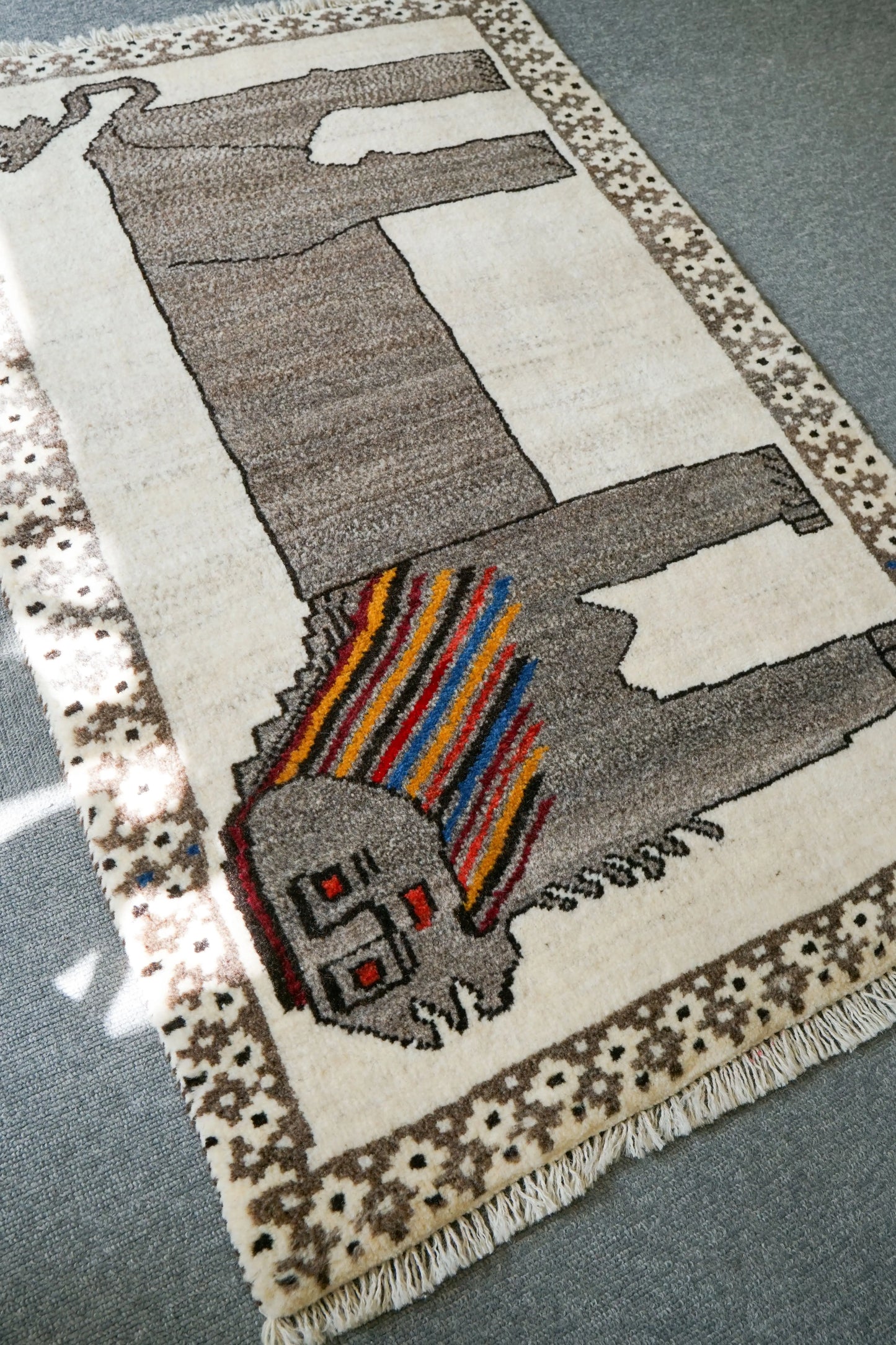 97×63cm  ペルシャ手織り絨毯 ギャッベ   カシュクリ Decorworks