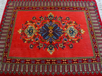  ペルシャ絨毯 カシャーン産 (カシャン)90×72cm｜上質ウール使用 手織り玄関マット