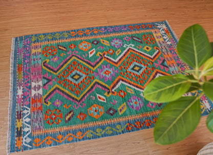 アフガニスタン手織りキリム　ペルシャ絨毯　147×100cm