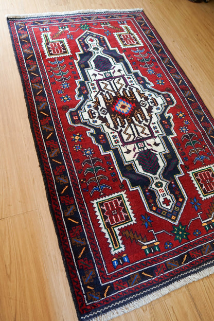  ペルシャ 絨毯 バルーチ 手織り トライバルラグ 163×95cm