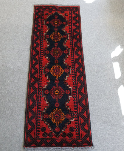 145cm×51cm 廊下敷きペルシャ手織り絨毯 バルーチ ヴィンテージ ラグ - Decorworks