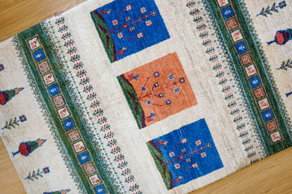 ペルシャ絨毯 カシュクリ ギャッベ リズバフトギヤべ 128×87cm