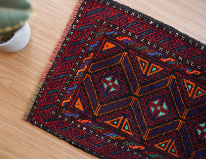  アフガン タイマニ バルーチ ヴィンテージ絨毯 76×49cm