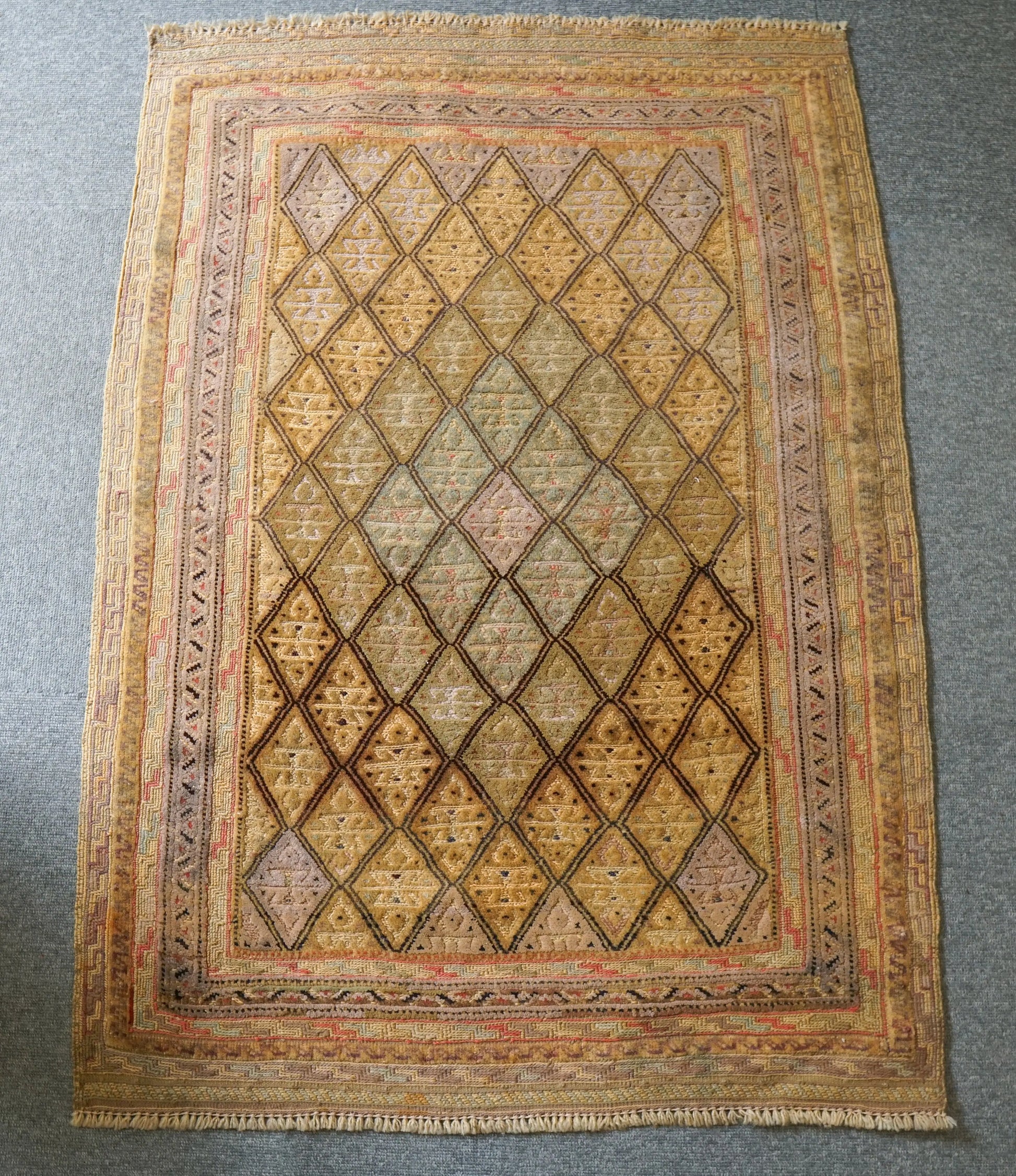 108×75cm アフガニスタン オールドマシュワニキリム 手織り 絨毯 Decorworks