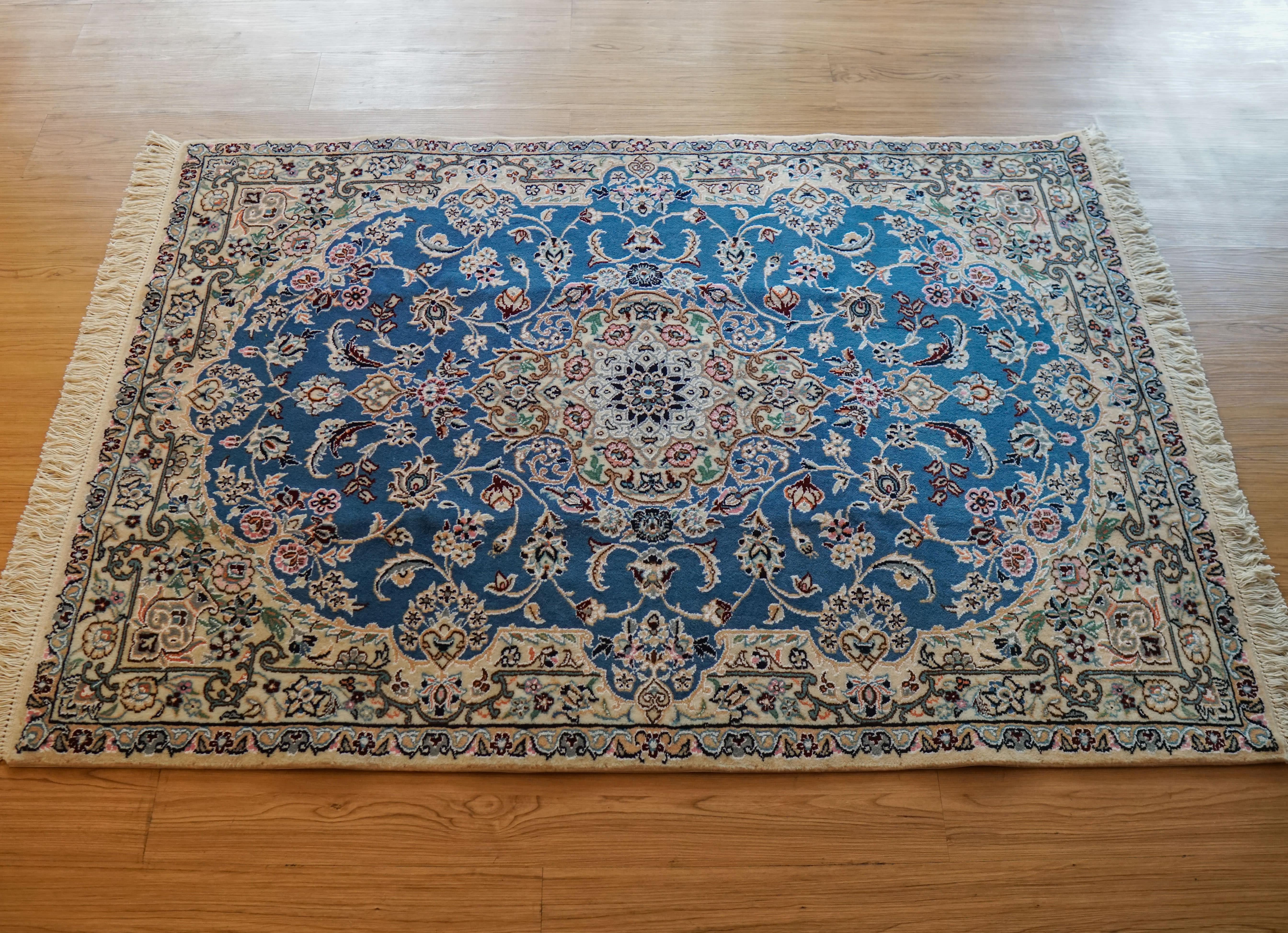 ペルシャ絨毯 ナイン産 青 9la 高級ウール 152×105cm – Decorworks