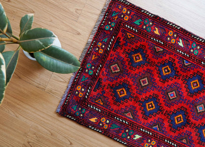  トライバルラグ　ヴィンテージラグ　バルーチ族　74×51cm ペルシャ絨毯　玄関マットサイズ