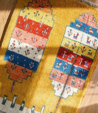  ペルシャ絨毯 手織りギャッベ 89×66cm