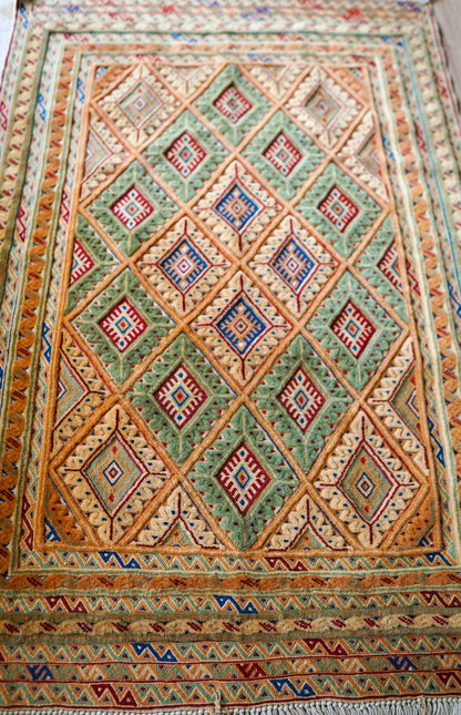  アフガニスタン 手織り マシュワニ キリムトライバルラグ Fine quality 116×81cm