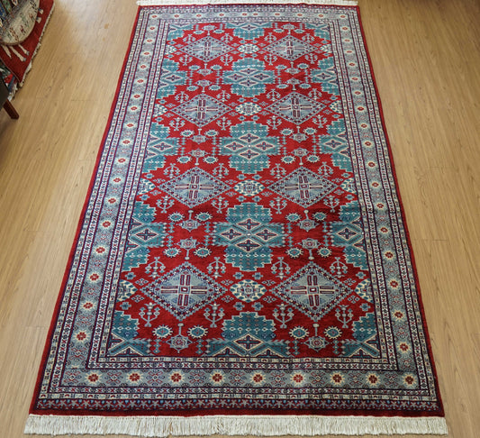 パキスタン手織り絨毯 239×172cm｜高密度ウールラグ ニュージーランドウール×シルク使用 リビングサイズ